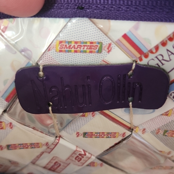 Nahui Ollin Smarties Red and White Crossbody Bag with Geometric Trim - Picture 5 of 7